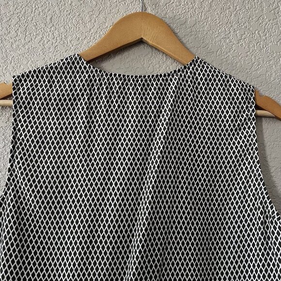Equipment Femme Womens Blouse Box Sleevless Black White Size M - Picture 8 of 12